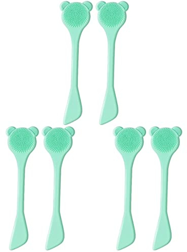FRCOLOR 6stücke Silikon Gesichtsreinigung Bürste Mit Langem Griff Multifunktionales Reinigungswerkzeug Für Frauen Für Gesichtsmaske Serum Und Hautpflege Grün