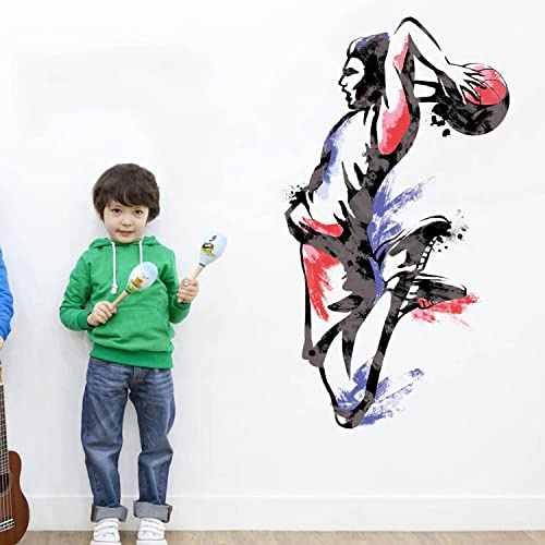 Runtoo Wandtattoo Basketball Selbstklebend Wandsticker Sport Wandaufkleber Schlafzimmer Jugendzimmer Kinderzimmer Junge Wanddeko
