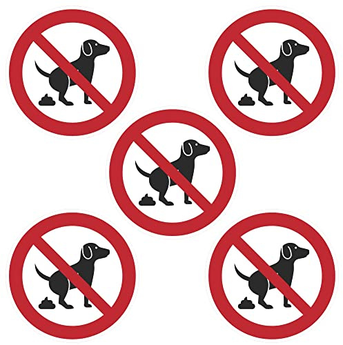 Kleberio® Selbstklebende Aufkleber - Hier kein Hundeklo - 10 cm 5 Stück Piktogramm wetterfest Aufkleber Schutz vor Beschmutzung durch Hundekot Hundedreck verboten Hinweis Sicherheit für saubere Wege