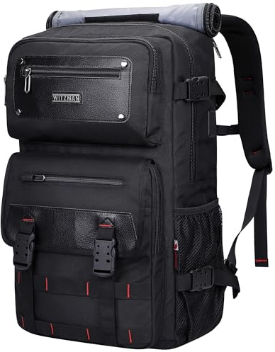 WITZMAN Reiserucksack Herren Nylon USB für 17 Zoll Laptop | Handgepäck-Design, Großer Stauraum, Praktische Organisation und Komfortables Tragen für Reisen, Arbeit, Alltag, B685 Schwarz
