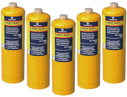 Pipestation Mapp Gas Canister | Map Plus Gas Bottle Cylinder for Propane Blow Torch Plumbing Soldering Gas Blowtorch | Map Gas Cartridge for Gas Torch Burner Jet | Blow Torch Gas