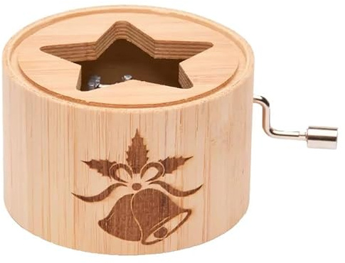 Spieluhr aus Bambus mit dem Weihnachtslied: Süßer die Glocken nie klingen - music box von Kurbelwerk green-line, Christmas-Edition, Motiv Glocken