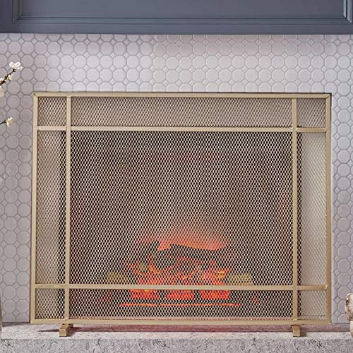 Grille de protection de cheminée plate dorée 78,7 cm de haut pour cheminée - Design moderne et simple