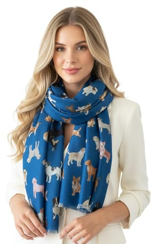 Dog Print Womens Scarf Shawl Wrap Lightweight Scarf, Black Dog Scarf Dog Gift Cotton Scarf, Spring Summer Winter Scarfs Women, Ladies Scarves, Womens Gifts 40th 50th 60th Birthday Present - TAC.