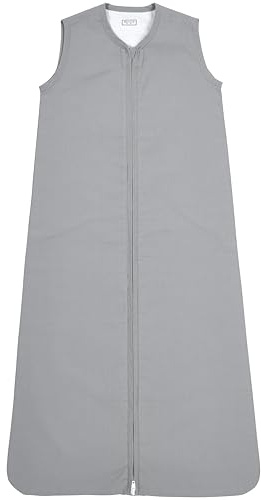 Meyco Baby Woven Uni babysovsäck, sovsäck (100% bomull, hudvänlig, säker passform, lång dragkedja, sommarsovsäck baby, storlek: 70 cm), Grå