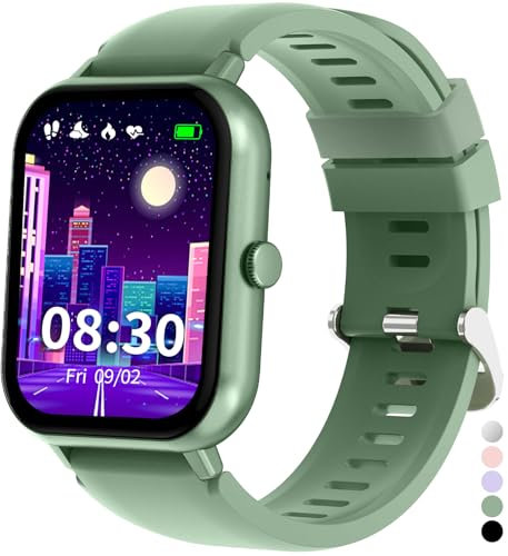 JUBUNRER Smartwatch Kinder Jungen Mädchen Kinderuhr Herzfrequenz Schlaf Schrittzähler Wecker Sport Spiel IP68 Wasserdicht Fitness Tracker Fitnessuhr Kinder Uhr Smart Watch Kids für Teenager Geschenke