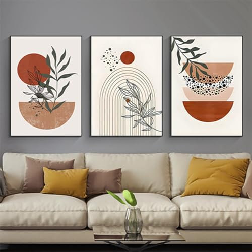 Lot de 3 posters Bohémiens - Ensemble de posters esthétiques - Images de plantes modernes - Art abstrait - Décoration murale bohème - Sans cadre (Poster-09, 40x60cm*3 pièces)