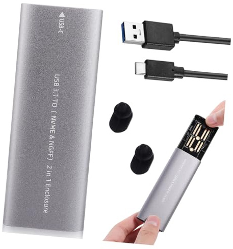 Veemoon Portable SSD External Hard Drive Case with Dual Protocol Type-c 3.1, Aluminum Alloy Small State Drive for Laptops and Other Devices Featuring Fast Reading Speed and Prolonging