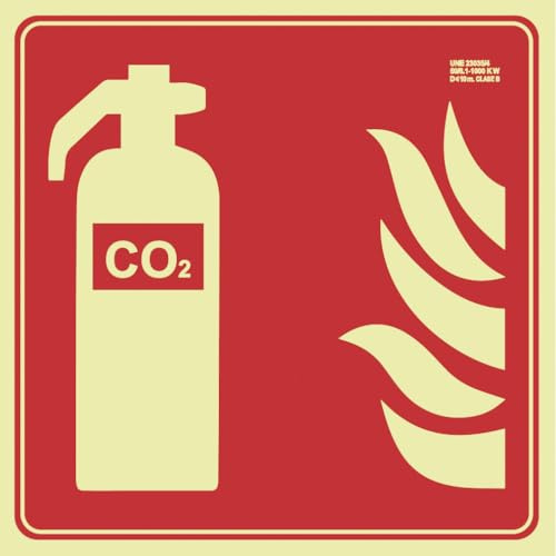 IberNorma FPA406 Señal Extintor Co2 21x21cm Clase A D≤10m PVC Luminiscente Homologada nueva UNE 23034:2023 y RIPCI (Clase A)