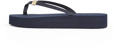 Tommy Hilfiger Chanclas Mujer Elevated Chic Beach Sandal con plataforma, Azul (Space Blue), 39