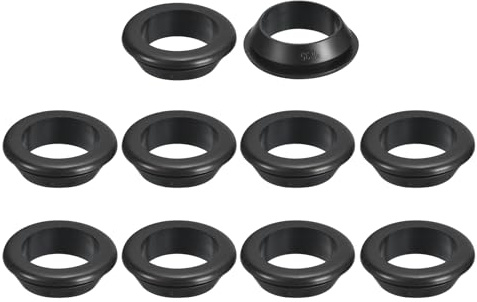 sourcing map 10 Pcs Rubber Grommets, 30mm ID 35mm Drill Hole Double Sided Hollow Firewall Hole Plugs Round Electrical Wiring Gasket, Black