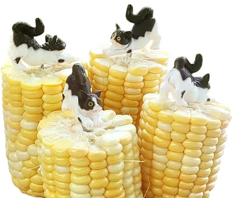 Cute Corn Holders, Animal Corn Cob Holders, Corn on the Cob Holders, BBQ Skewers, BBQ Sticks,Fruit Skewers，Cupcake Toppers, Cake Decorations, Set of 4 (Naughty Cat)