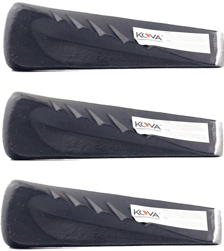 KOVA® 3x Massiver Drehspaltkeil 2,3kg - scharfer Spaltkeil für leichtes & sicheres Holz spalten, Fällkeil, Drehkeil für Axt Spaltaxt Spalthammer Holzspalter Spaltwerkzeug Spaltgranate Spalter, Schwarz