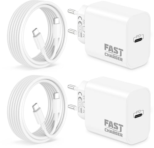 40W Chargeur Rapide USB C avec 2M Câble pour iPhone 17 16 15 Pro Max Air | pour iPhone 17e 16e Plus, iPad 10/11/A16/Mini/A17, Samsung S26 S25 Ultra, USBC Charger, PD Adaptateur, Type C Prise Secteur