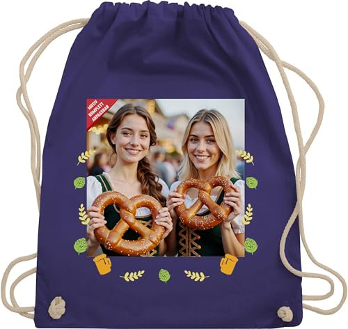 Turnbeutel Rucksack - Kompatibel Oktoberfest - Dein Bild und Text vom Volksfest | Andenken München mit Foto und Wunschtext | Personalisiertes Souvenir Volksfest - Unisize - Lila