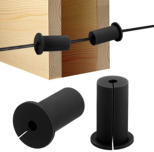 M METERXITY 2-Pz Kit Instradamento Cavi, per Foro a Parete da 1 Pollice Passacavo Silicone, Passacavo a Parete, Boccola Copertura Foro a Parete per Cavo Ethernet [Lunghezza 52mm, Nero]