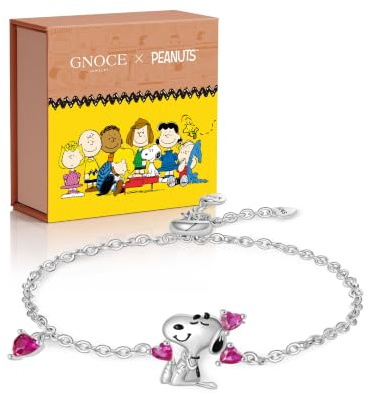 GNOCE Snoopy Herz Verstellbares Armband/Halskette Schmuck für Mädchen und Kinder - 925 Sterling Silber