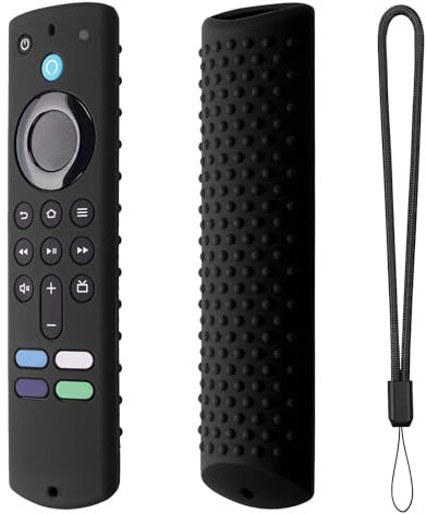 Funda de Silicona para Fir-e TV Stick 4K - Mando a Distancia 16 x 4,5 cm, Cubierta Antideslizante con Cordón, Resistente a los Golpes y Anti Caída