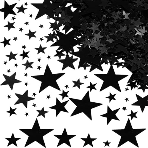DazzJoy 6000 Stück Glitzer Streudeko Stern Konfetti Weihnachten, 4 Größen Deko Schwarz, Glitzersterne Streudeko Silvester, Pailletten Stern Tischdeko