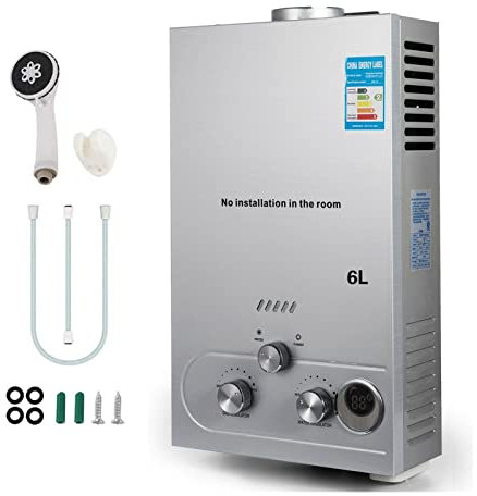 STRAFBRG Stufa per Sauna, 6 Litri di Acqua Calda a propano 1. 6 GPM in Acciaio Inossidabile Uso a Gas propano liquefatto, Kit for la Doccia,Riscaldamento Efficiente