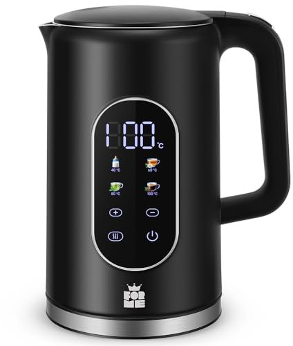 ForMe Hervidor Eléctricos de Acero Inoxidable 1,7 L Selección de Temperatura de 40-100 C LED Indicador Digital de Temperatura I Función de Mantener Caliente Tetera I Cristal Hervidora Libre de BPA