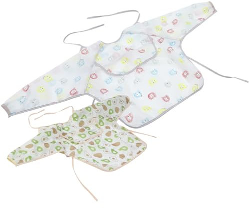 JOINPAYA 2 Stk -langarmlätzchen Zum Bemalen Weiches Lätzchen Mit Schnappverschluss Ärmel Lätzchen -lätzchen Babylätzchen Aus Musselin Entwöhnungslätzchen Babybesteck Polyester