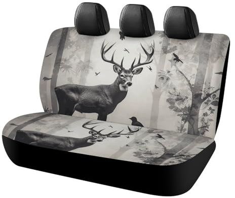 Rücksitzschutz, rutschfest, langlebig, Jagd-Silhouette von Hirsch, Rücksitzbezug, universelle Passform für Autos, LKWs und SUVs