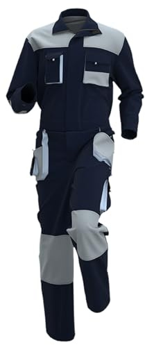 Tuta da lavoro da uomo, oversize, con chiusura lampo, in cotone, a maniche lunghe, patchwork, traspirante, ripstop, abbigliamento da lavoro estivo