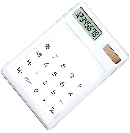 Haofy Calculatrice Solaire 8 Chiffres, Ultra-Légère Transparente | Fonctionne sans pile ni remplacement, écran lisible en lumière tamisée, résiste aux chocs du quotidien, pour étudiants et
