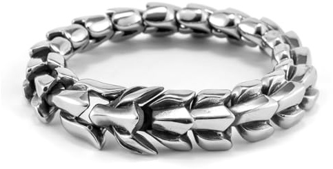 ATEIELLI Hombre Pulsera Acero Inoxidable Diseño de Dragón Estilo Vikingo Longitud 21-23 cm B352 (M-21CM)