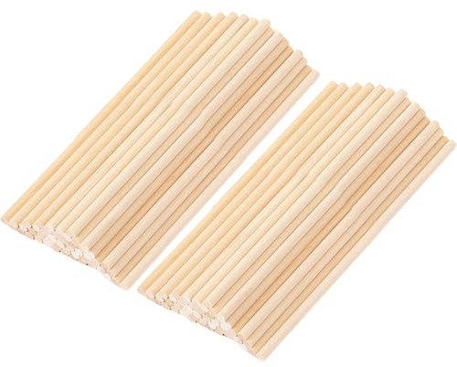 ShiningUU Holzstäbchen – 100 Stück unlackierte Naturholzdübelstangen, Holzdübel, Bastelstäbe für Bastelarbeiten, Kuchendübel, Holzhandwerksprojekte (200 mm x 5 mm)