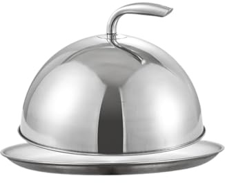 Gralara Coperchio per griglia con piastra per bistecca, robusto coperchio universale per hamburger, cupola per sciogliere per feste in cucina, Coperchio 19cm Piatto 23cm