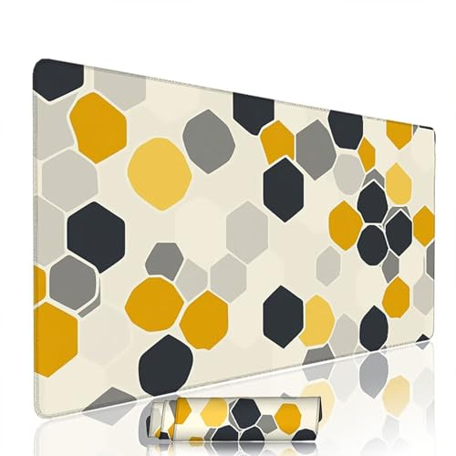 Tapis de Souris Jaune sous Main Bureau Tapis de Souris Gaming XXL 1200x600x3mm Mouse Pad Caoutchouc Géométrie Grand sous Main Gamer Accessoires PC Imperméable, pour Clavier Ordinateur Portable w-5651