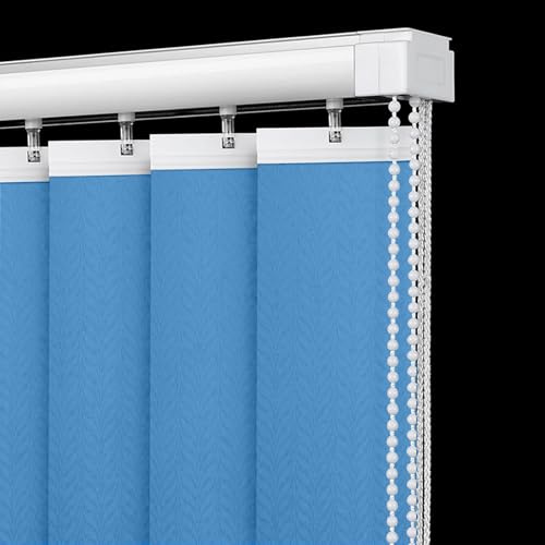 Lamellenvorhang Komplettset Nach Maß, Verdunkelung Vertikaljalousien Innen, Durchscheinend Vorhang Flächenvorhang für Tür Und Fenster, Blau(W130x130cm)