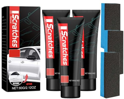 Scratch Free Stove Top Scratch Remover - Polishing Wax for Glass Ceramic Stove Top - Cooktop Heavy Duty Cleaner and Polish - Car Paint Scratch Repair, with Sponge (3, one size)