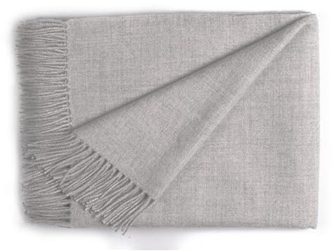Alpaka Wolldecke aus 100% Baby Alpaka – 180 × 130 cm – weich & warm – Sofadecke, Kuscheldecke, Babydecke & Plaid – Made in Peru (Silbergrau, 180x130cm, Einfarbig)