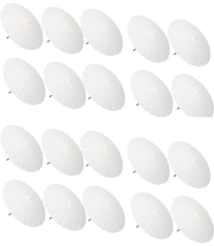 Janasiba Lot de 20 parasols en papier de 59,4 cm pour mariage, cadeaux de fête, parapluies en bambou, centre de table, accessoires de photo