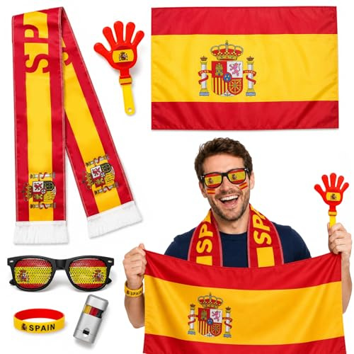 shallyong Kit Supporter France Foot, Supporter Equipe France, Drapeau France+Bracelet+Clap Main+Écharpe+Lunettes+Maquillage, Accessoires Coupe du Monde 2026, Supporter Coupe du Monde Football Fête