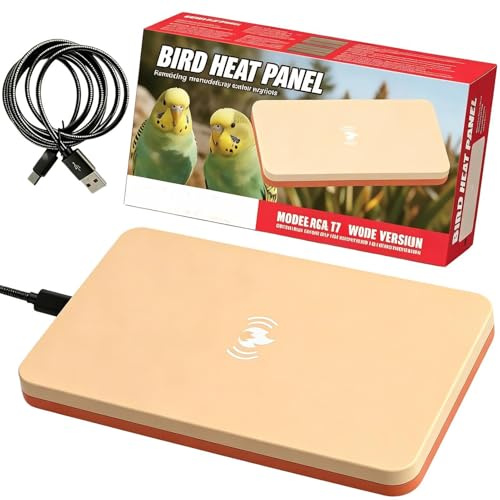 Vogelkäfig-Heizung USB-Wärmeplatte 18 x 10 cm | Leise 5W Wärmeplatte mit 1,5-Meter-Kabel für Kleintiere, Wellensittiche und Finken als Haustiere, Verbrennungsschutz, Baden,