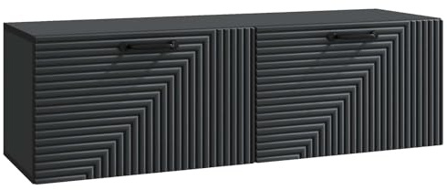 Fengshui Meuble TV mural noir 98 x 31 x 30 cm | Matériau en bois, portes pivotantes à 90 degrés, espace de rangement spacieux, design peu encombrant