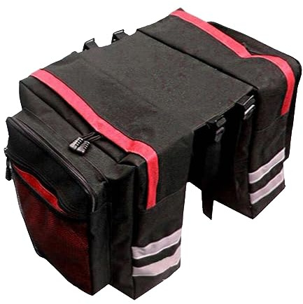 Robuste Mountainbike Packtaschen Doppel Fahrradtasche Gepäckträger Korb Rücksitz Verstellbarer Haken Reflektorstreifen großes Volumen wasserabweisend