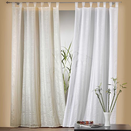 heimtexland Gardinen Schlaufenschal Vorhang, hochwertiger Schlaufenschal aus Webcrash mit Effektchenille, halbtransparent, Höhe 245cm x Breite 140cm, Farbe Natur