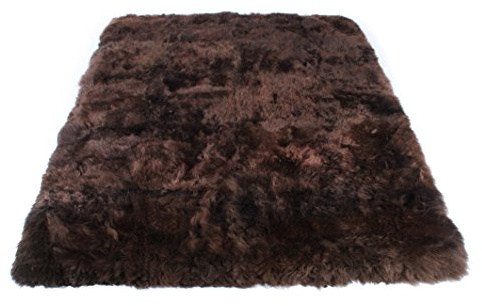 Naturasan, tappeto di design in stile flokati, a pelo lungo e in lana di pecora biologica, stile retrò, Brown, 160x230