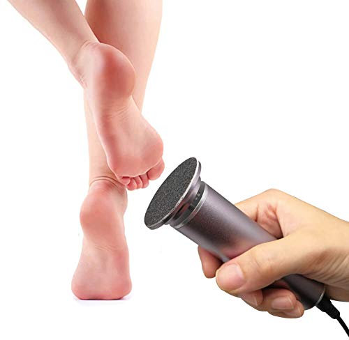 Hornhautentferner Elektrisch, Hornhaut Fuß Entfernen Einstellbare Geschwindigkeit, Elektronisch Hornhauthobel Hornhautraspel Fußpflege mit 60PCS Sandpapierpads, FCR-1 Grau