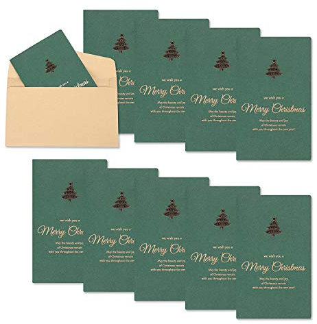 Grußkarte Retro Weihnachtskarte Glückwunschkarte Weihnachten Klappkarte Einladungskarte mit Briefumschlag 10 Stück Dankeskarte Geschenkkarte Faltbar Papierkarte für Neujahr Geburtstag Silvester