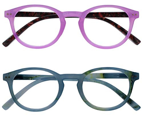 Opulize Zen Pack 2 Lunettes De Lecture Rose Turquoise Petit Hommes Femmes Charnières Ressort RR24-4Q +3,50