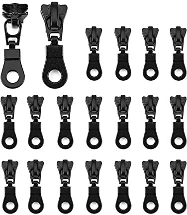Reißverschluss Schieber, Fydun 20 Stück Metalllegierung Zipper Sliders Größe #5 Reißverschluss Reparatur Ersatz Kit Schwarz für DIY Kleidung Taschen