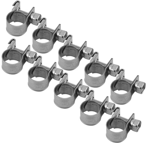 Edelstahl Schlauchschellen 8 mm, 10 Stück, Rostfreier Stahl, Robuste Rohrschellen für Kraftstoffleitungen, Wasserschläuche, Auto, Boot, Maschinen