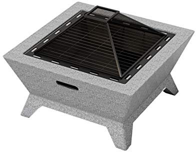 VEDKYY Brasero Brazeros Exterieur Terrasse Jardin Pierre Barbecue Grill Fixe Haut Grand, Brasero Plancha Barbecook Charbon De Bois Interieur avec Couvercle Fire Pit with BBQ Tripod Outdoor 60 Cm