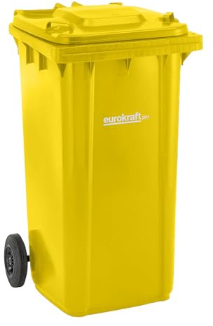 eurokraft pro | Mülltonne aus Kunststoff DIN EN 840 | Volumen 240 l, BxHxT 580 x 1100 x 740 mm, gelb